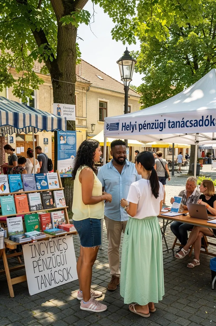 Egy család együtt böngészi a személyes költségvetési tervezőt, miközben egy blogposztot olvasnak a pénzügyi alapokról.